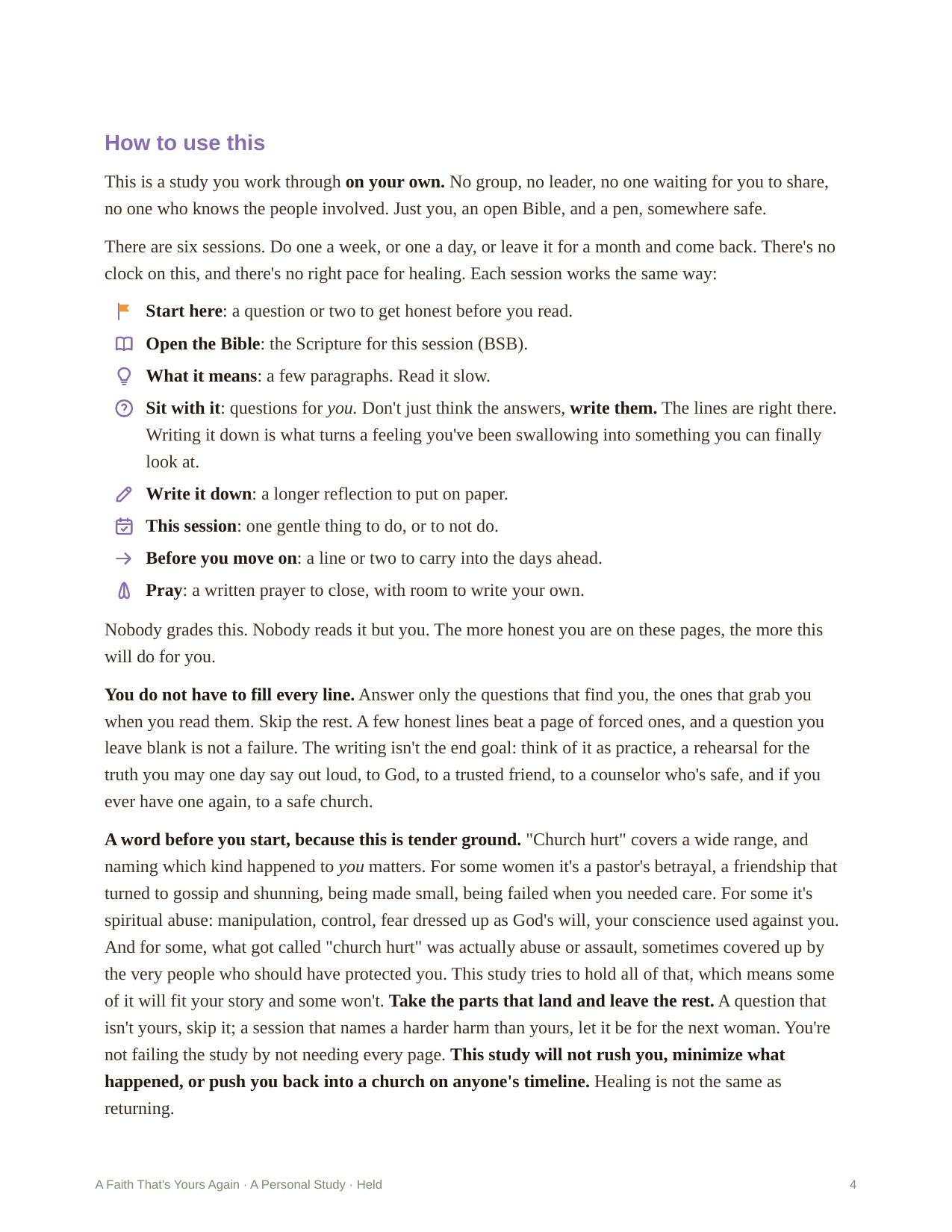 A Faith That's Yours Again &mdash; Room to write