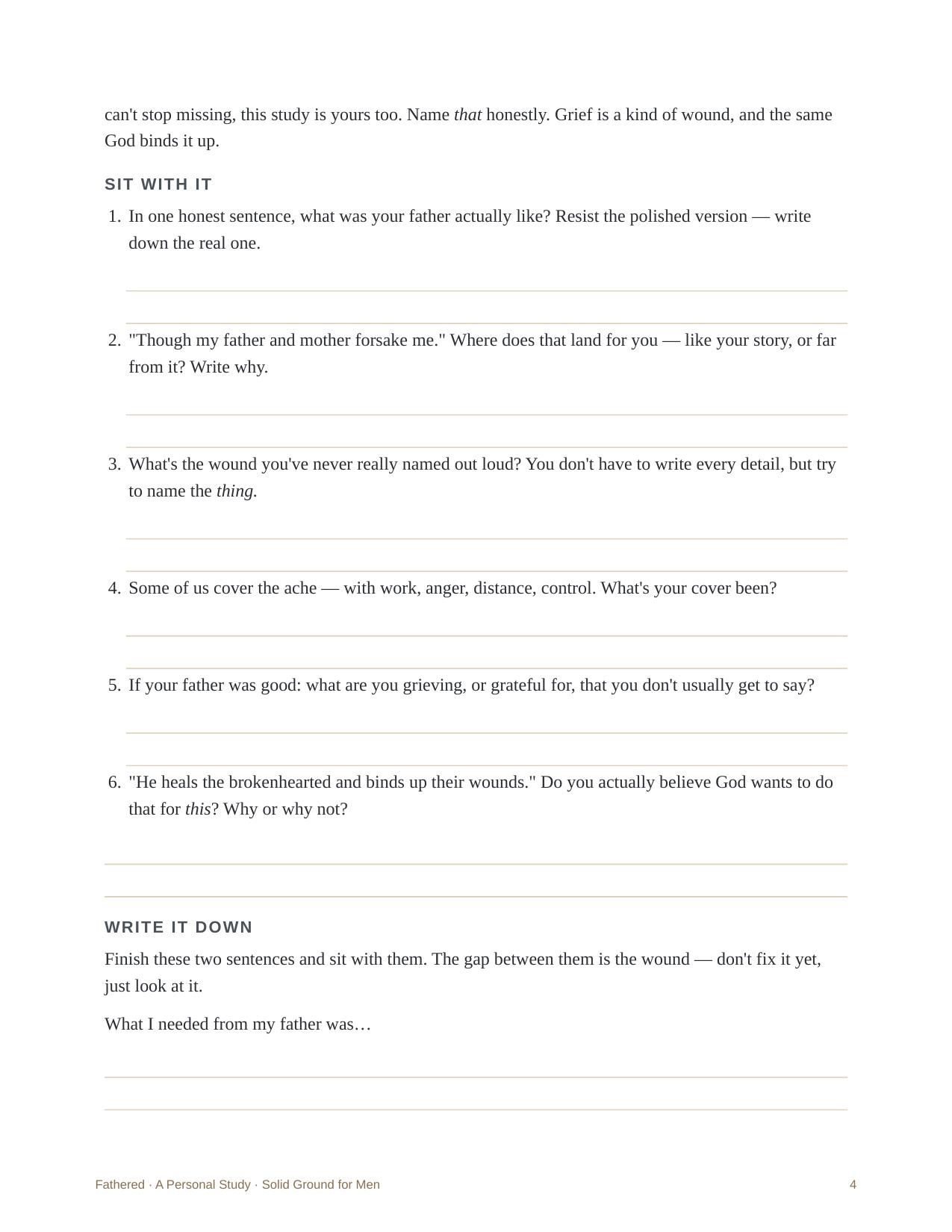 Fathered &mdash; Room to write