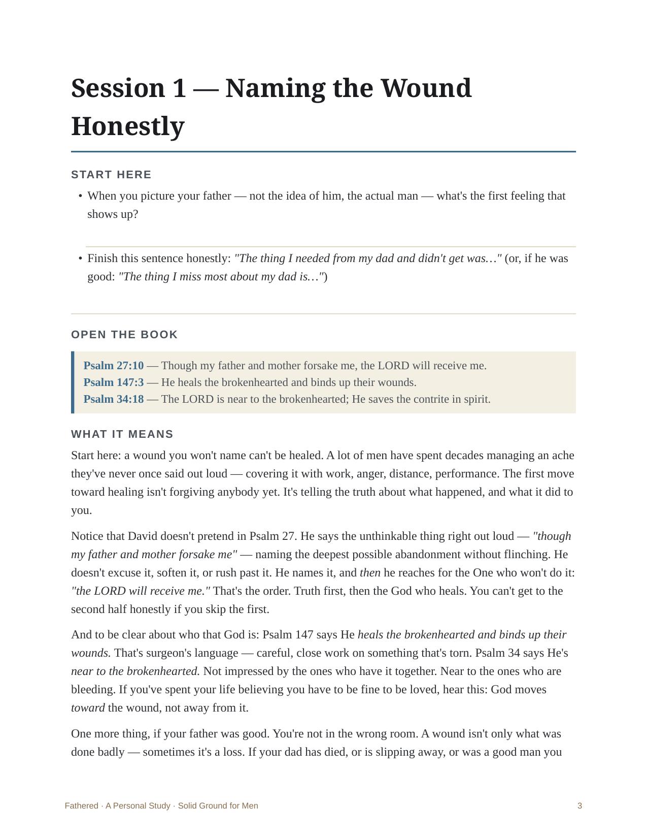 Fathered &mdash; A look inside &mdash; a session