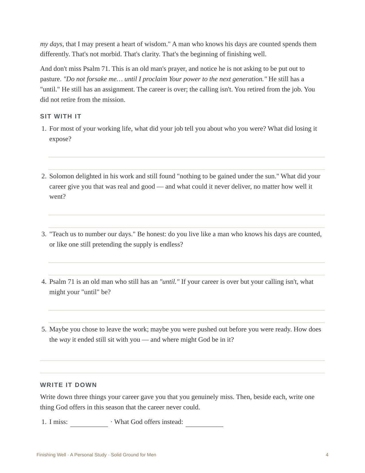 Finishing Well &mdash; Room to write