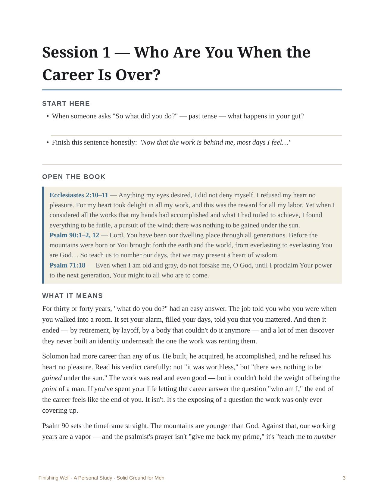 Finishing Well &mdash; A look inside &mdash; a session