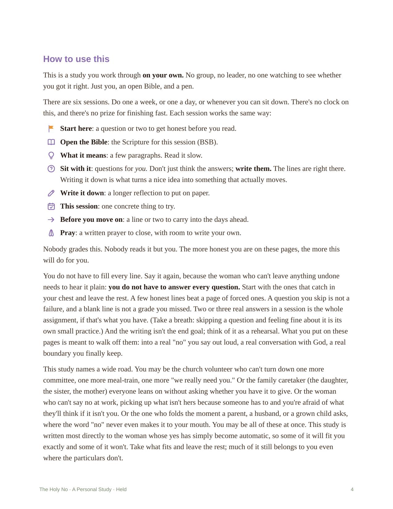 The Holy No &mdash; Room to write