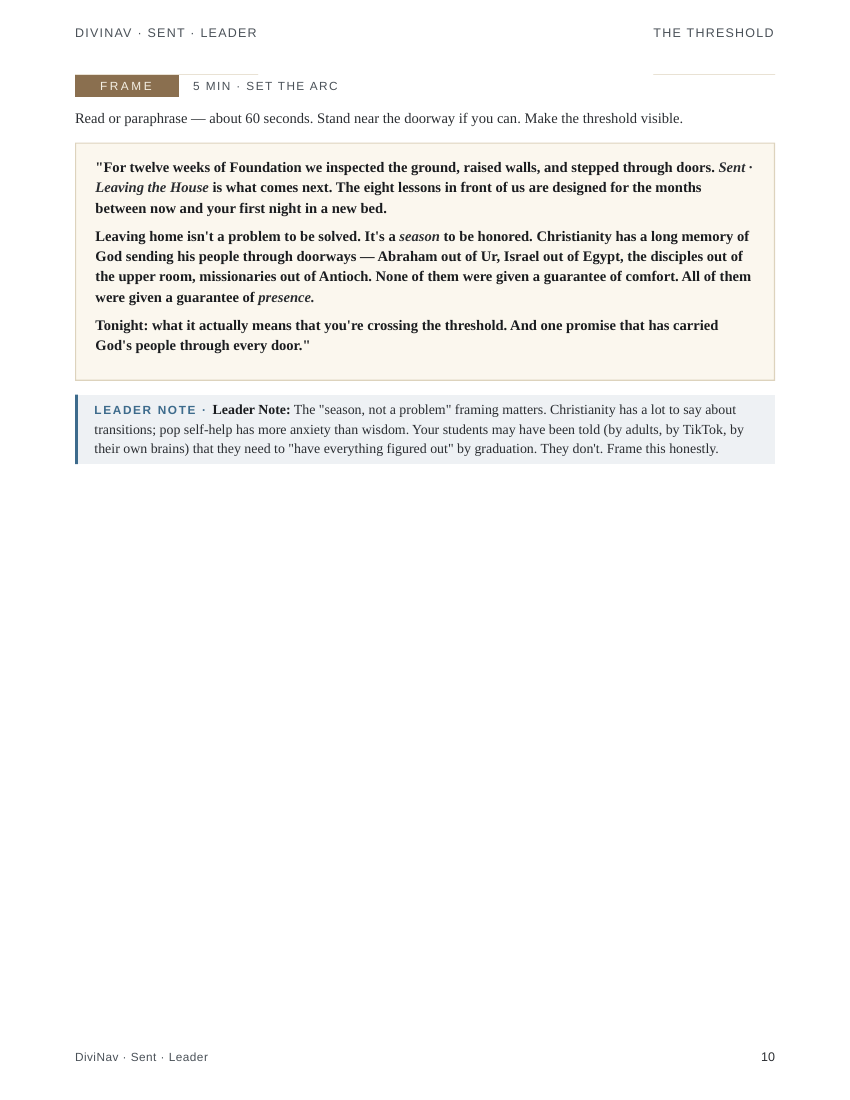 A sample page inside Foundation: Senior Edition Lesson 1 &mdash; the leader guide