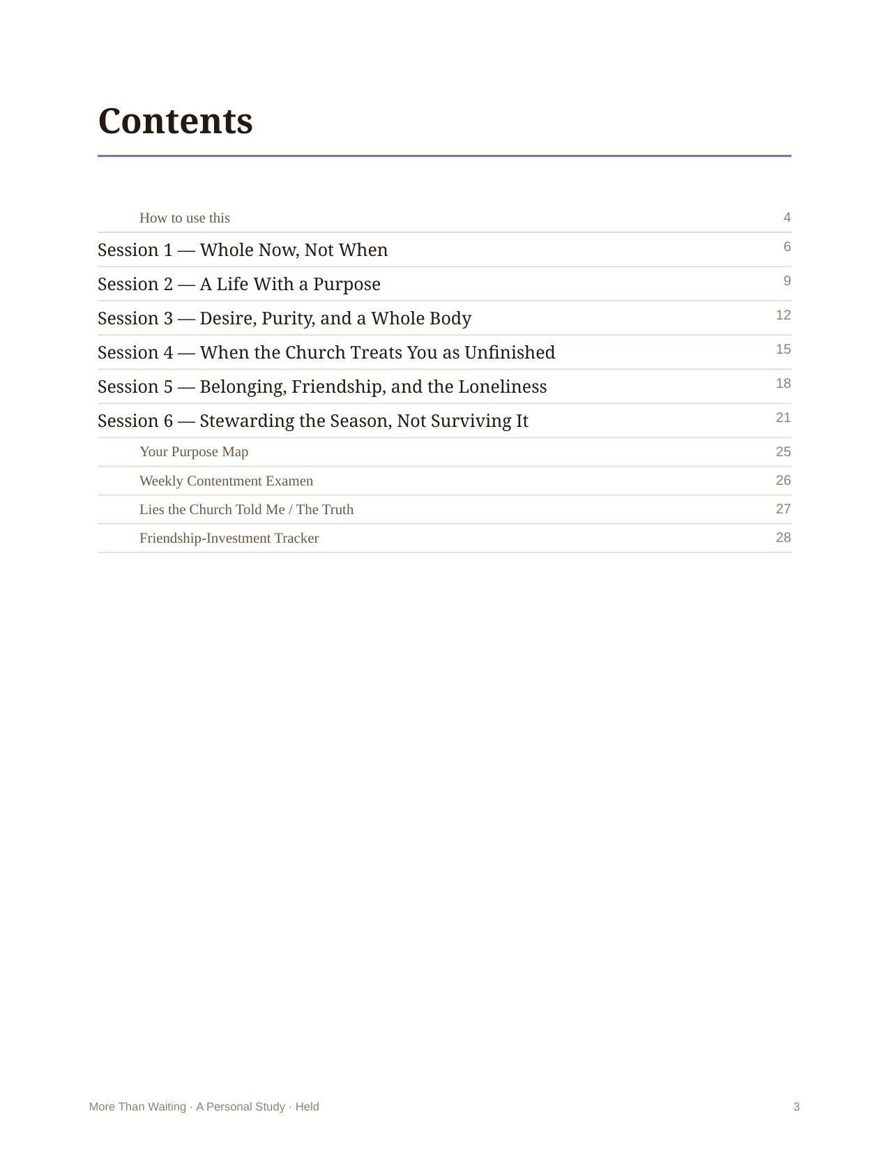 More Than Waiting &mdash; A look inside &mdash; a session
