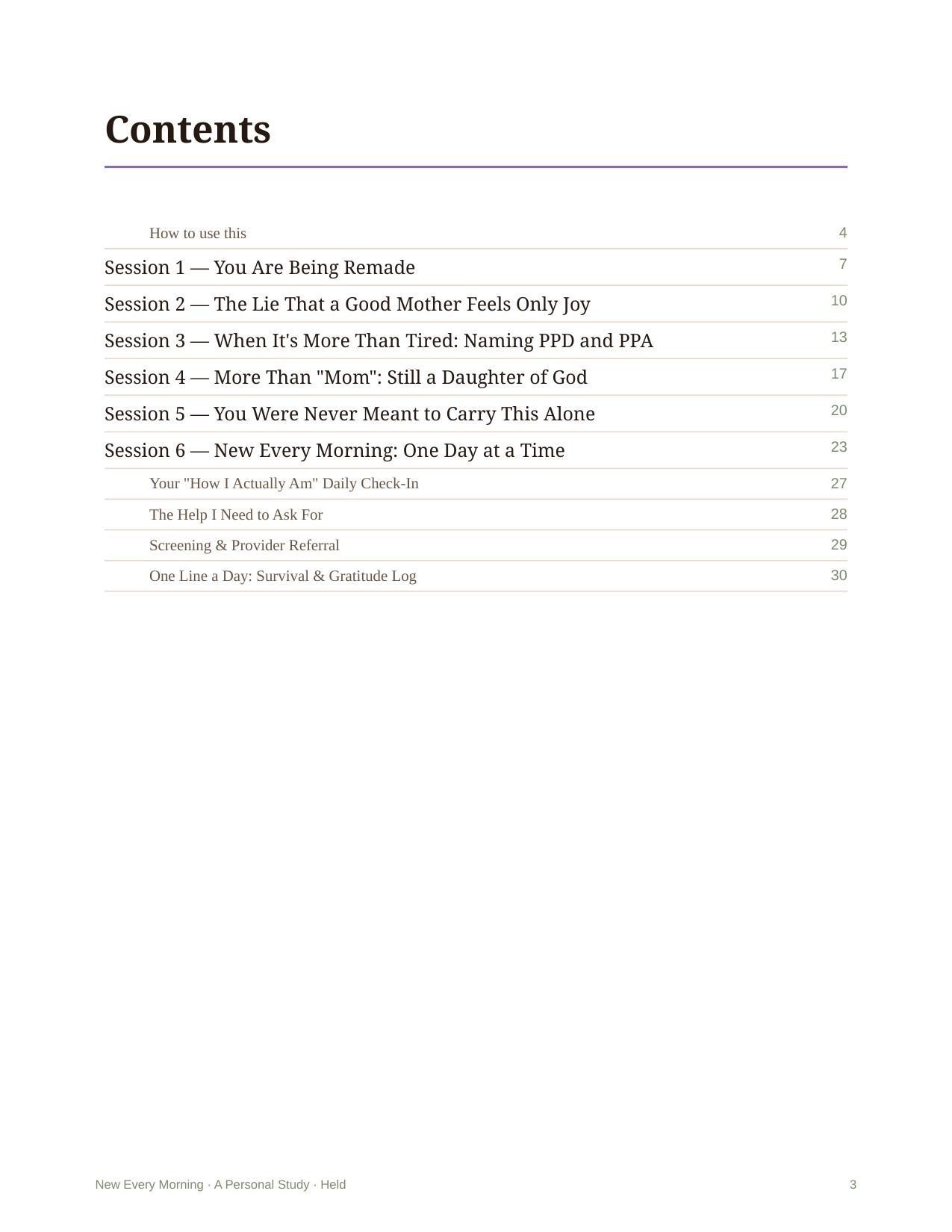 New Every Morning &mdash; A look inside &mdash; a session