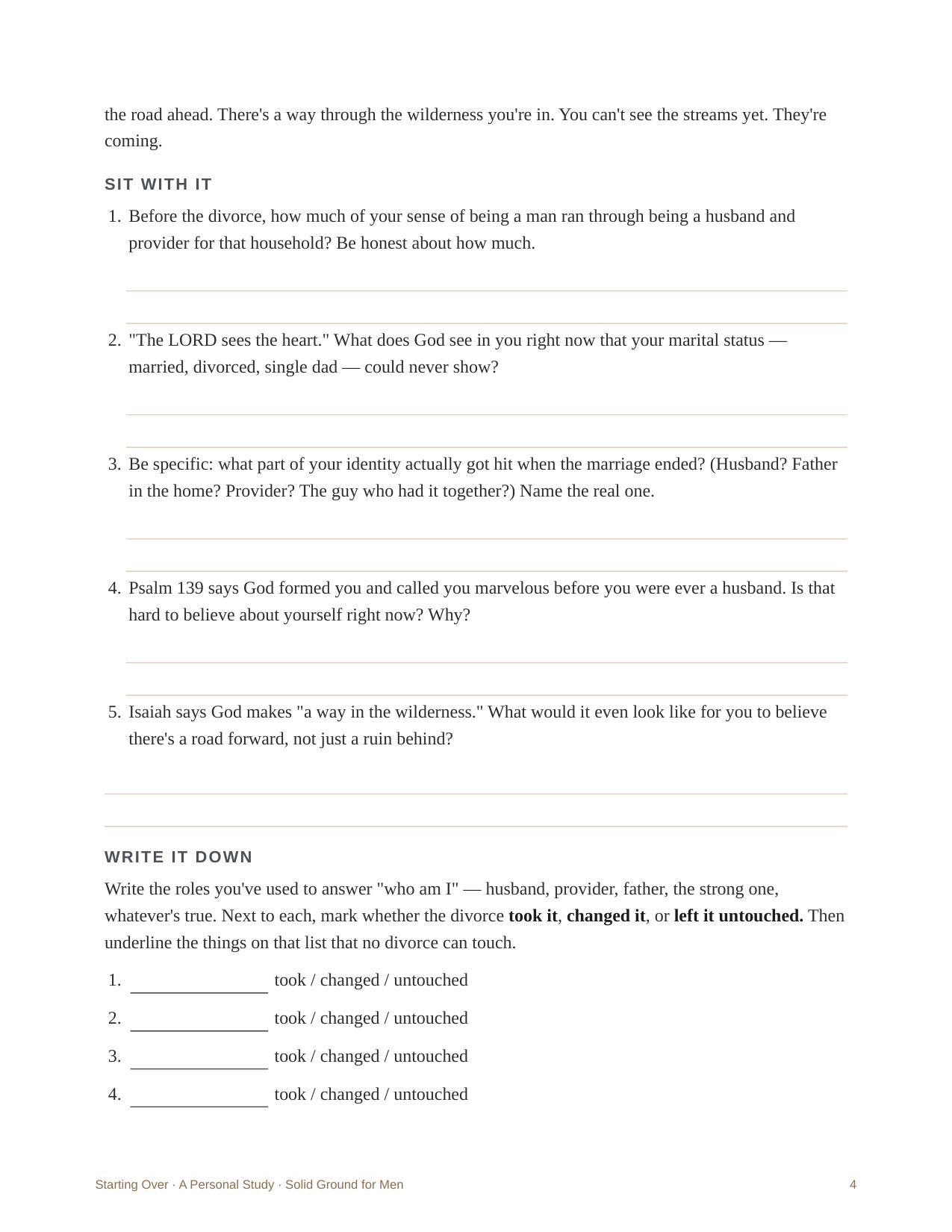 Starting Over &mdash; Room to write