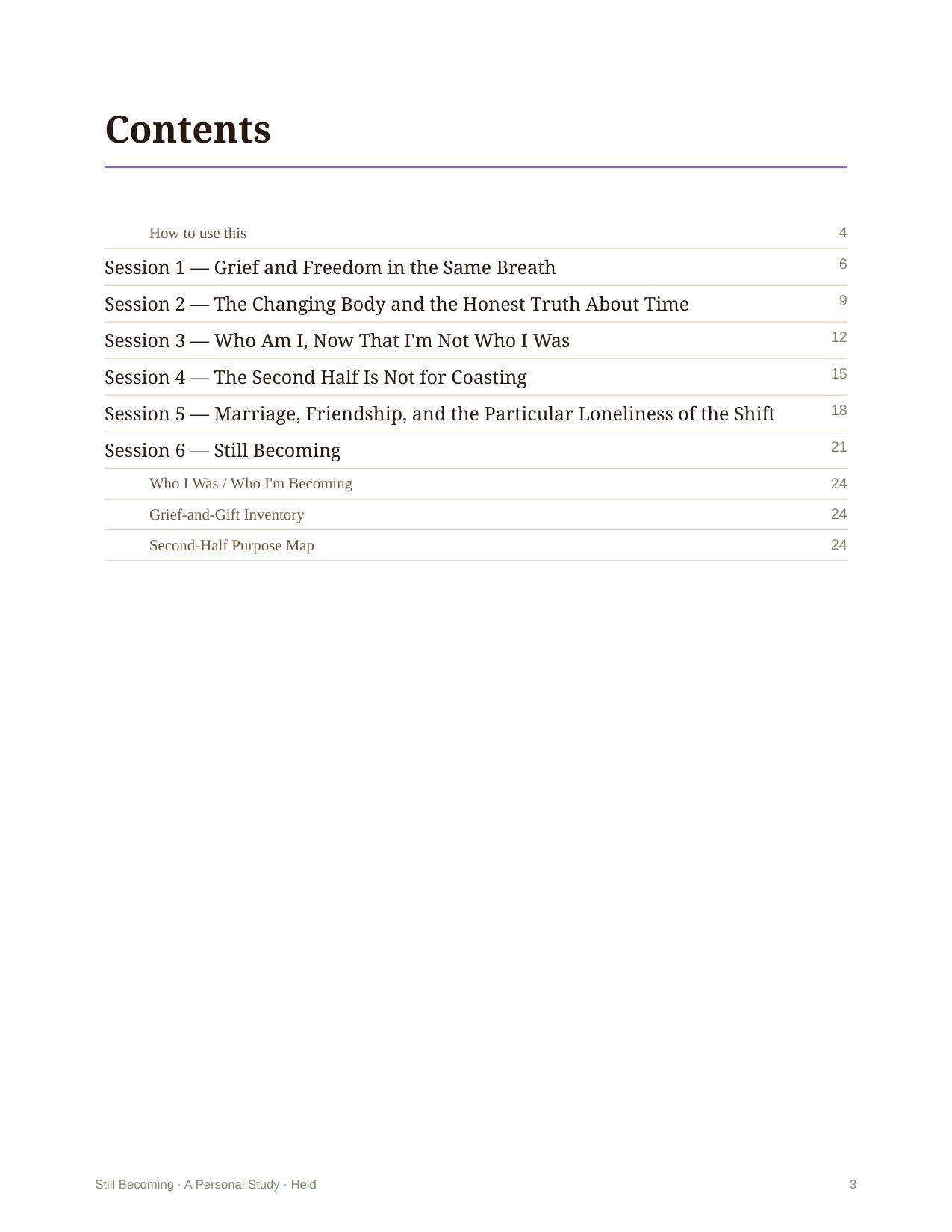 Still Becoming &mdash; A look inside &mdash; a session