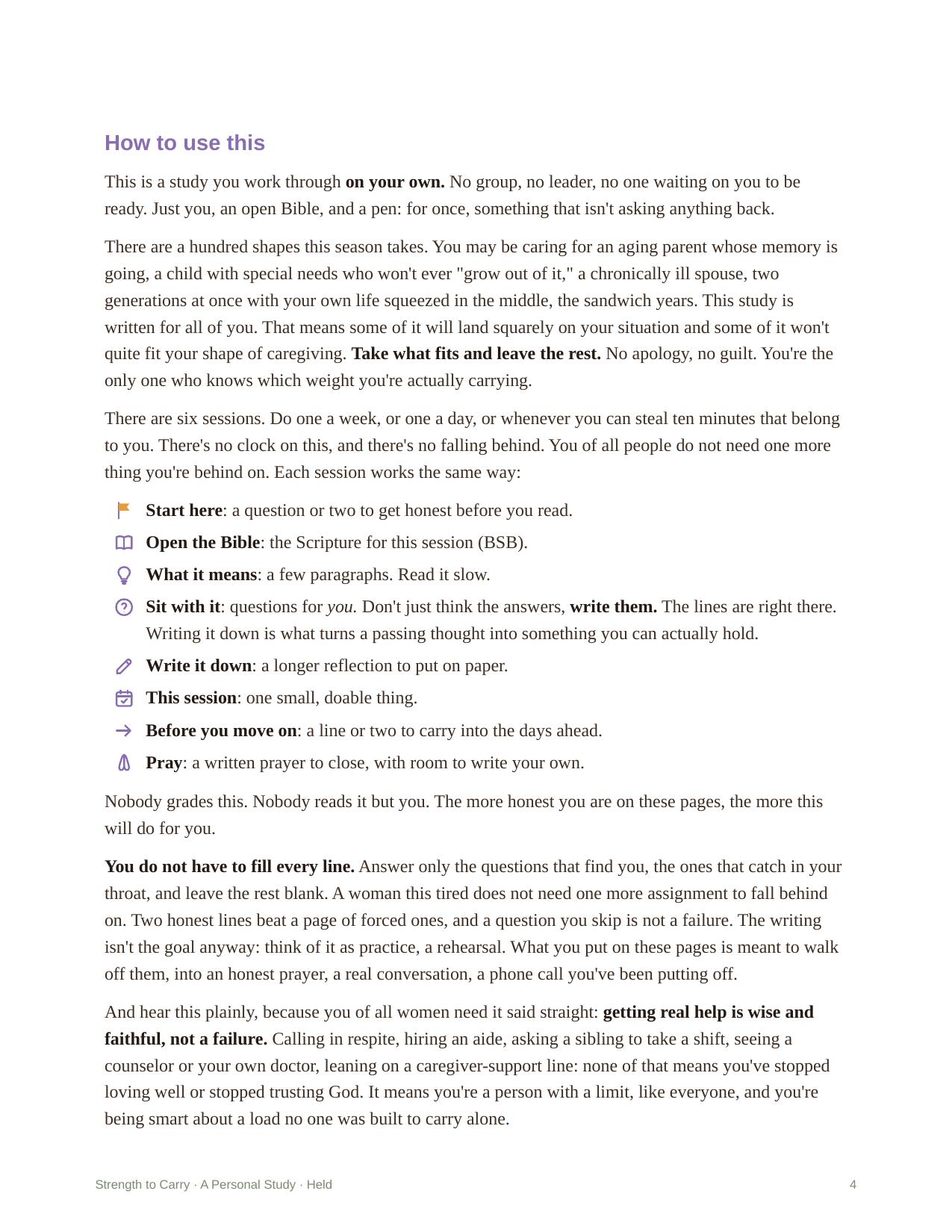 Strength to Carry &mdash; Room to write