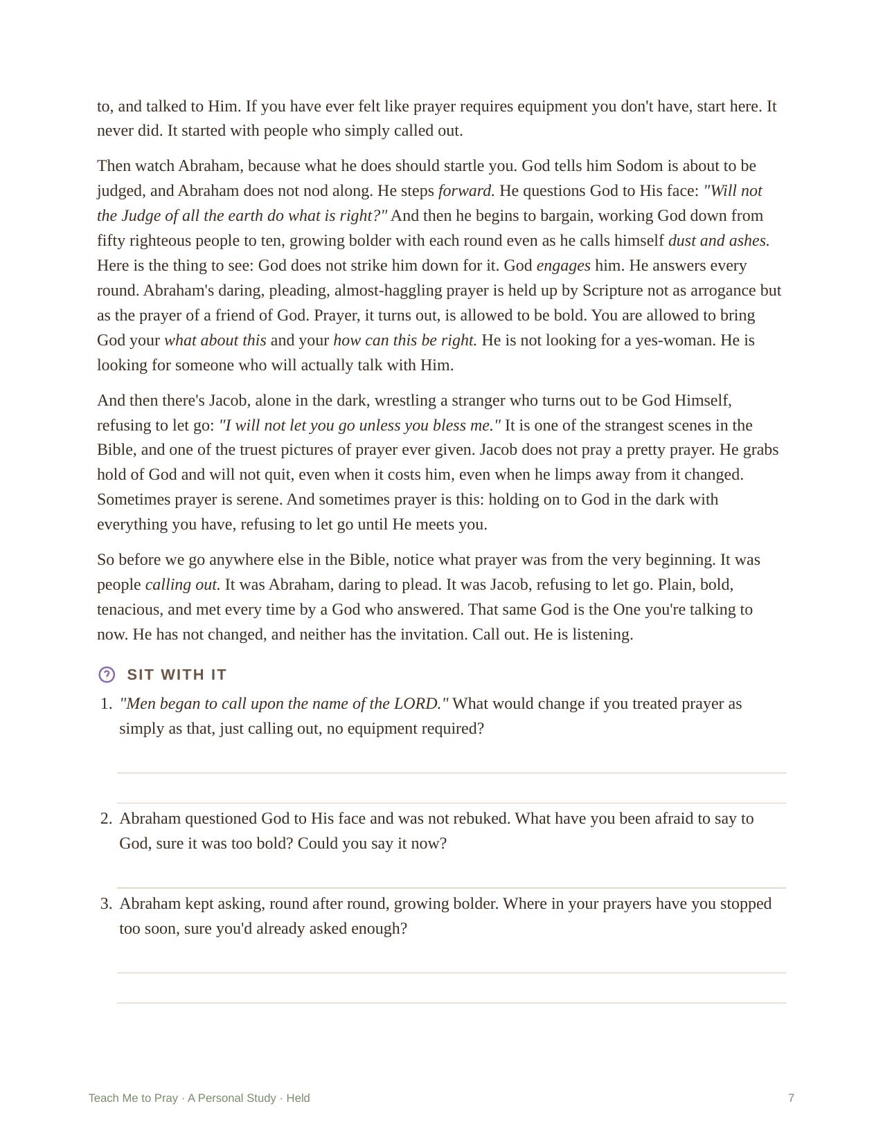 Teach Me to Pray — Room to write