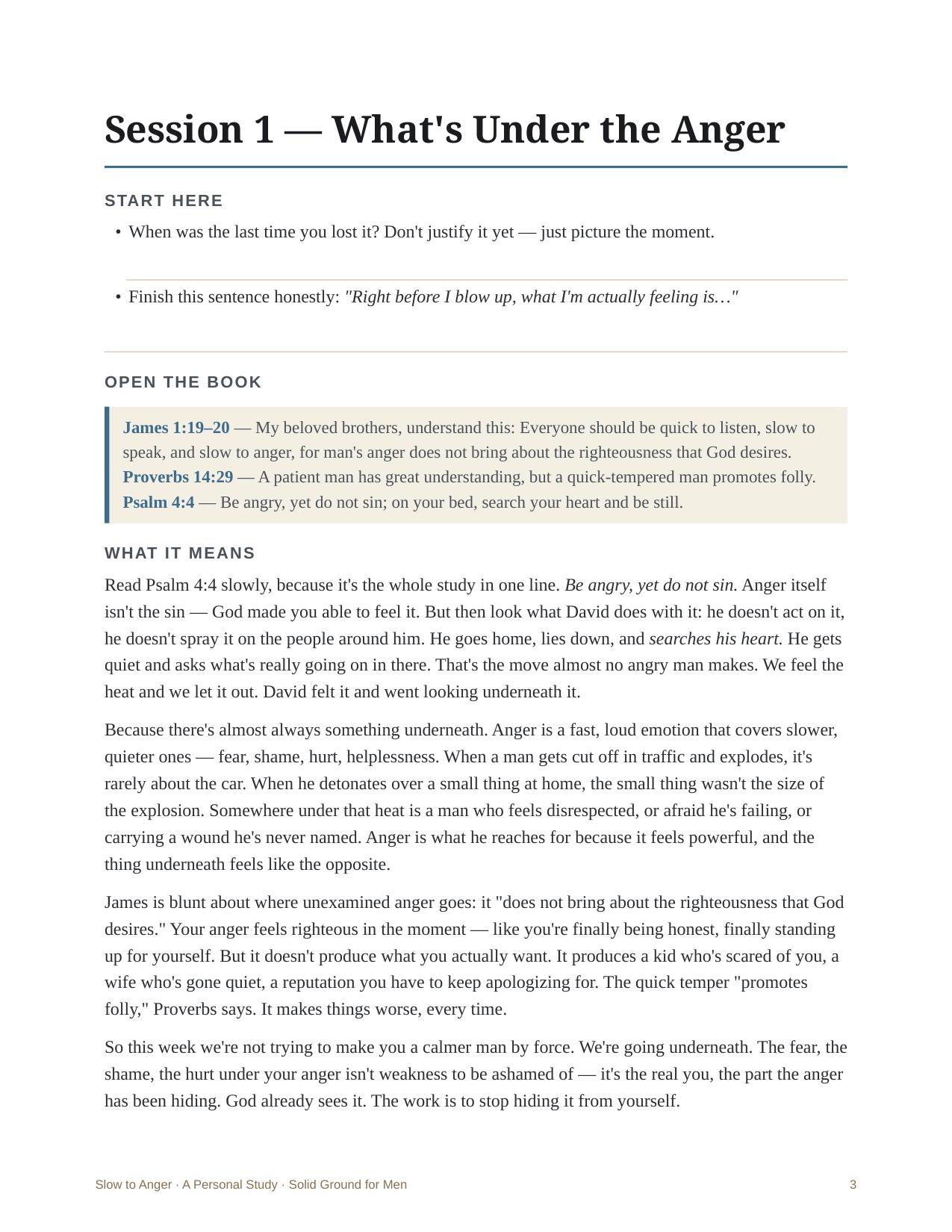 Slow to Anger &mdash; A look inside &mdash; a session