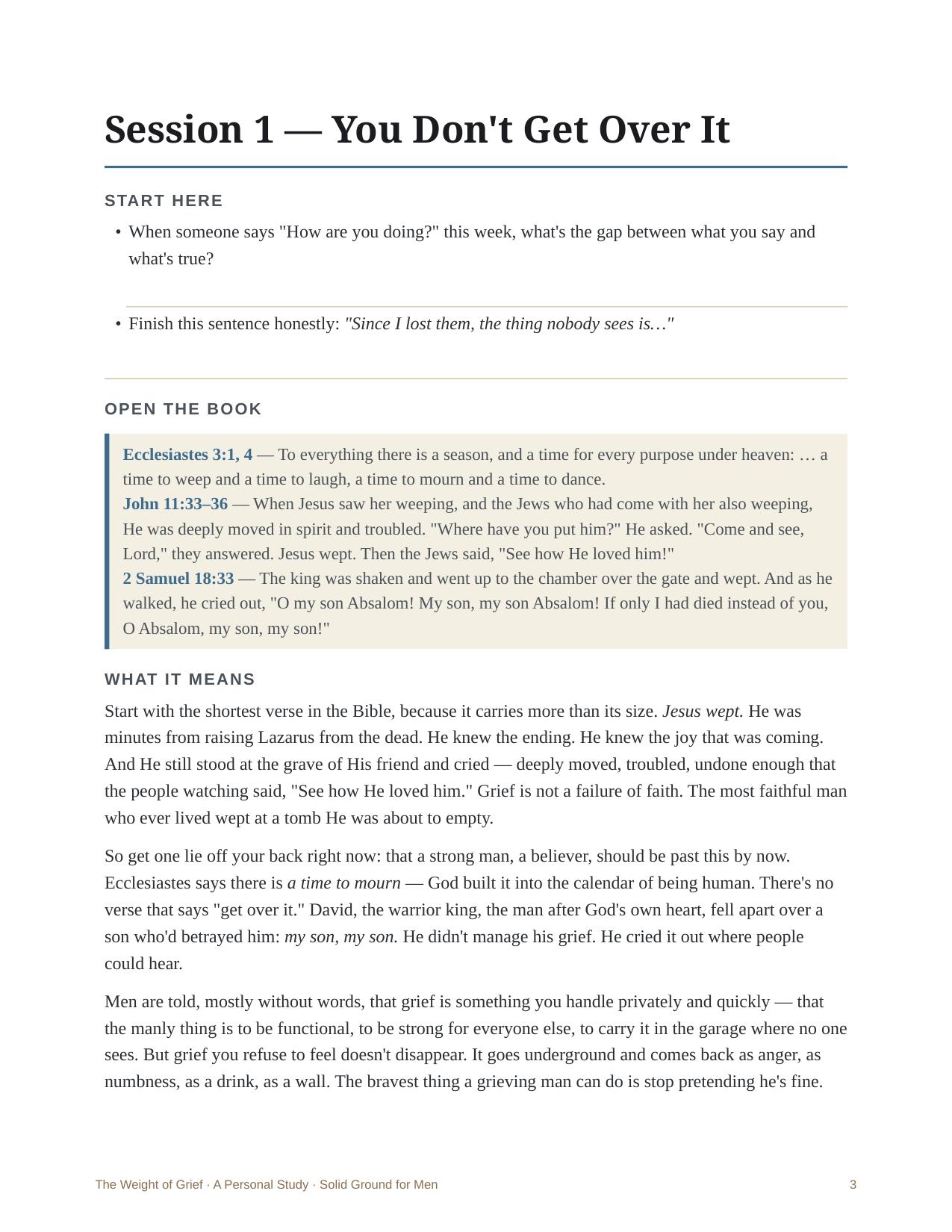 The Weight of Grief &mdash; A look inside &mdash; a session